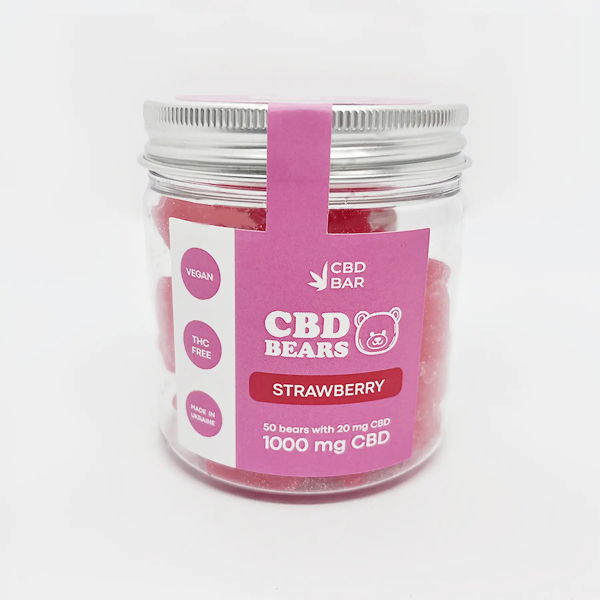 Желейні CBD ведмедики зі смаком полуниці 80г 1000мг CBD Vegan (Термін до 05.2025) Желейні CBD ведмедики зі смаком полуниці 80г 1000мг CBD Vegan (Термін до 05.2025)